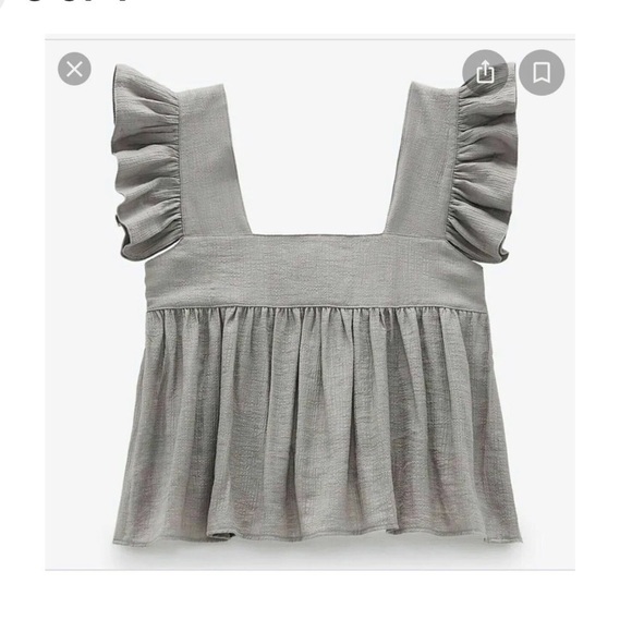New ZARA NWOT Alexi Ruffle Crinkle Pleat Cropped Blouse - Picture 4 of 11